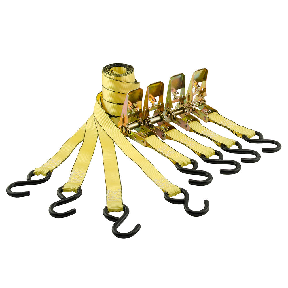  STANLEY S9500 Black/Yellow 1 x 10' Ratchet Straps - Light  Cargo Hauling (900 lb Break Strength), 4 Pack : Tools & Home Improvement